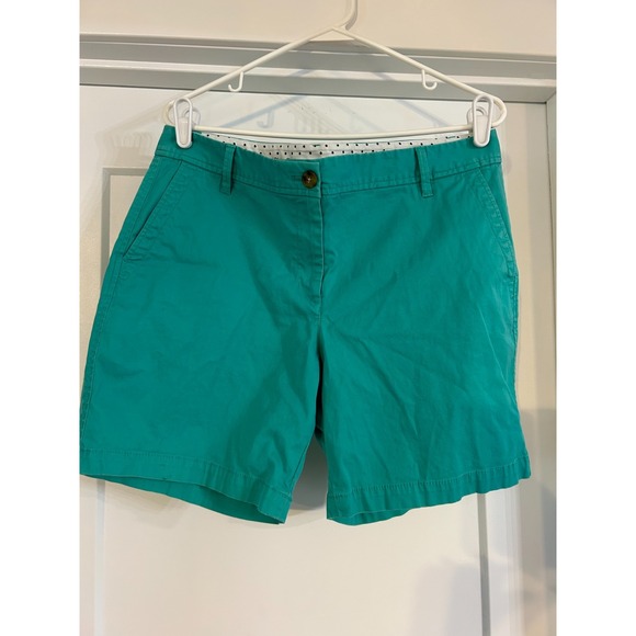Talbots Pants - Talbots Women 10 Girlfriend Chino Teal Green Shorts Stretch Cotton Coastal Beach